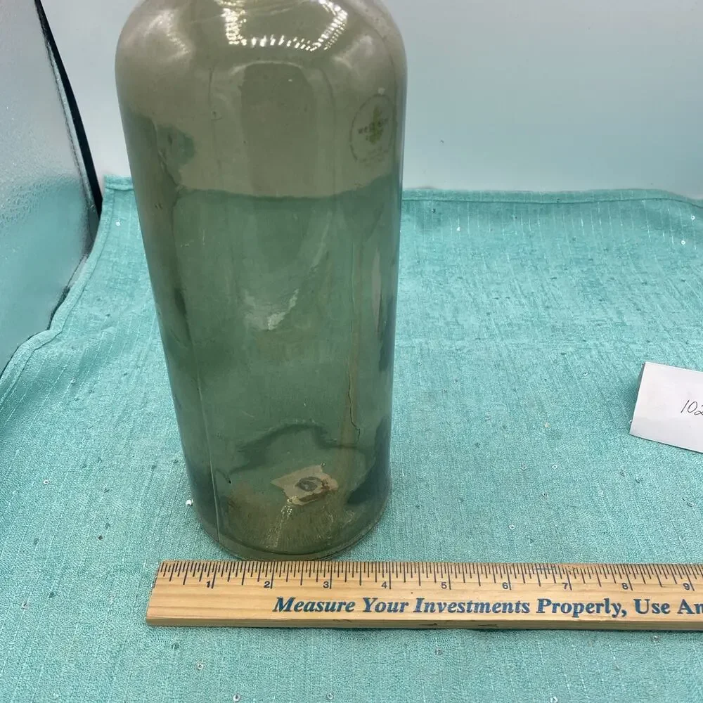West Elm Smokey Green Glass Jug Vase Emerald 11” Tall Made In Egypt